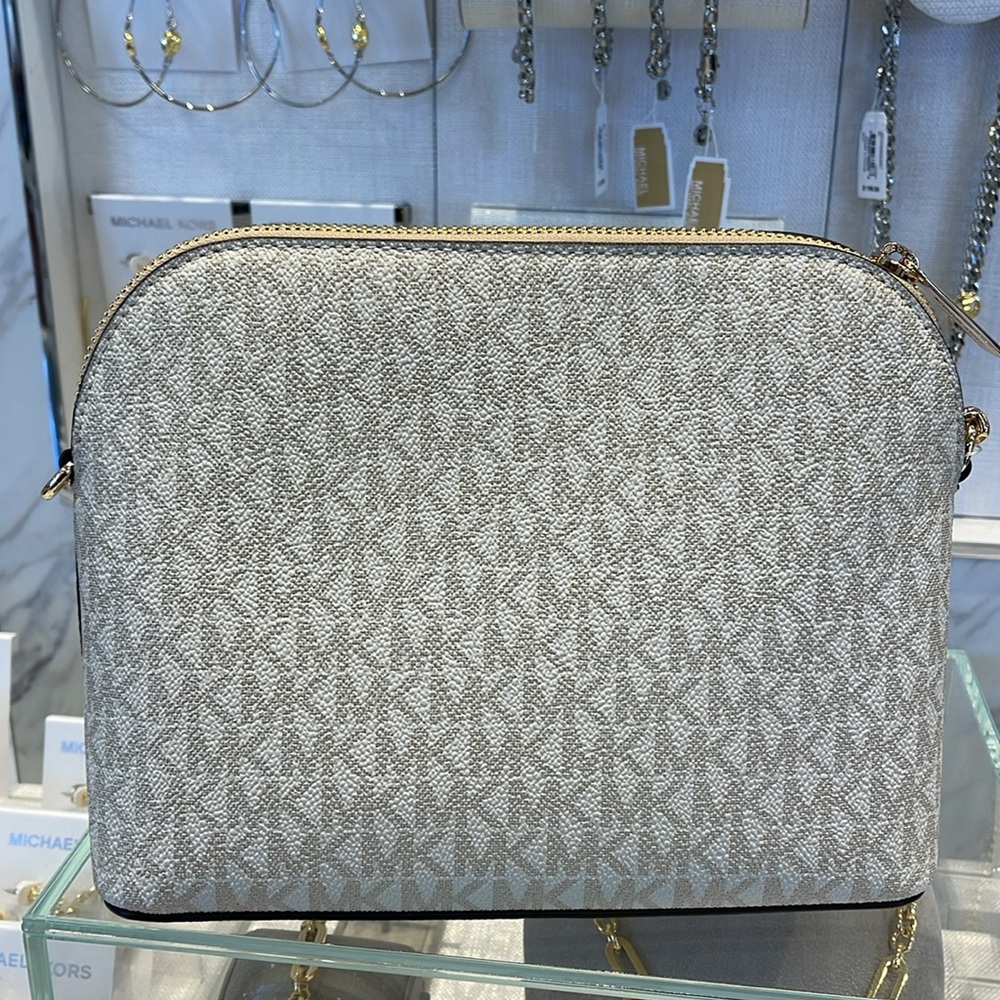 Michael Kors Jet Set Travel Medium Metallic Signature Logo Dome Crossbody Satchl - Picture 6 of 16